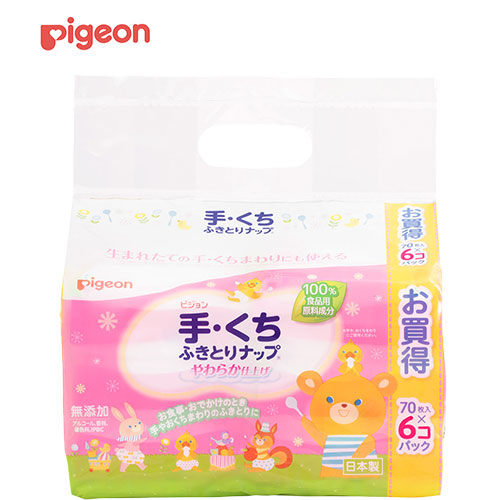 手・くちふきとりナップ 70枚×6個 Pigeon Friends